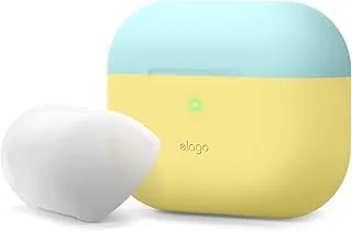 Elago duo case for apple airpods pro top coral blue/nightglow blue, bottom creamy yellow, eappdo-cye-cbllu