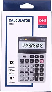 Deli E1222 Calculator With LCD Display Screen, Silver