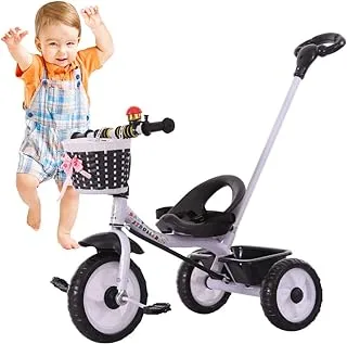 COOLBABY Kids Stroller Scooter 3 Wheels Tricycle Bicycle With Basket & Push Bar for Baby, L