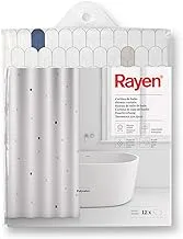 Rayen 2348 Polyester Shower Curtain, Includes 12 Clear Rings