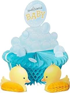 Creative Converting 267058 Bubble Bath Rubber Ducky Baby Shower Honeycomb Centerpiece Party Supplies, Paper, Multicolor