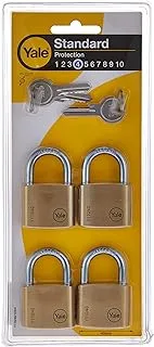 Yale Y110/40/123/4 Brass Padlock 40mm Pack Of 4