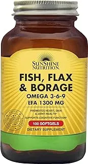 SUNSHINE NUTRITION Fish Flax & Borage Omega 3 6 9 Epa 1300Mg 100Softgels