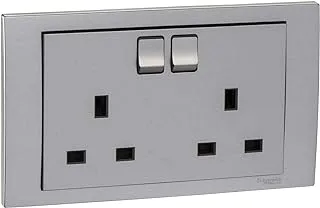 Schneider Electric Vivace, 2 Gang, Socket, 13A 250V, Aluminium Silver, KB25_AS