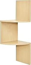 Greenco Zigzag 2 Tier Corner Floating Shelves, Natural Finish