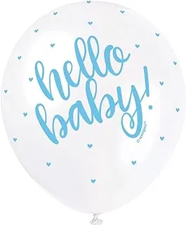 Unique Hello Baby Balloon 5-Pieces, 12-Inch Size, Blue