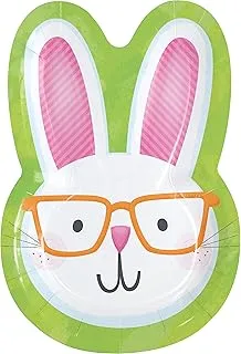 Creative Converting Happy Easter Bunny Shape Plate 8 Pieces, 8.75 Inch Size