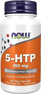 NOW Supplements ، 5-HTP (5-hydroxytryptophan) 100 mg ، دعم الناقل العصبي * ، 60 كبسولة نباتية