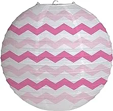 Creative Converting Two Tone Chevron Lanterns, Length 12-Inch Size, Candy Pink