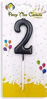 PARTY TIME - #2 Black Birthday Number Candles, Matte Numeral Candles Cake Topper Decoration for Birthdays, Weddings, Reunions and Theme Party