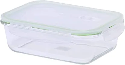 Royalford 1500 ML Glass Meal Prep Container | Reusable, Airtight Food Storage Tray with Snap Locking Lid | Microwavable, Freezer, Oven & Dishwasher Safe| Use for Storage Food Container Bento Lunch Box