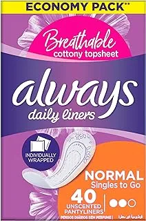 Always Daily Liners Comfort Protect Individually Wrapped, 40 Count