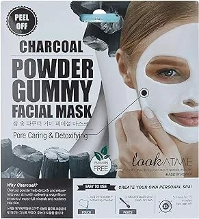 Look At Me Powder Gummy Face Mask For Oily & Dry Skin. Blackhead Remover & Pore Minimizer, Anti Aging & Exfoliating Properties,Charcoal, Made In Korea