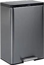 Rubbermaid Stainless Steel Metal Step-On Trash Can For Home And Kitchen, Charcoal, 12 Gallon, 2112520