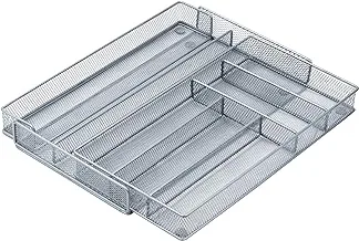 Honey-Can-Do KCH-02163 Steel Mesh 7-Compartment Expandable Utility Drawer Organizer, Silver, Medium