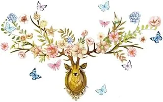 COOLBABY Nordic Butterfly Sika Deer Wall Sticker متعدد الألوان 60 x 90cm