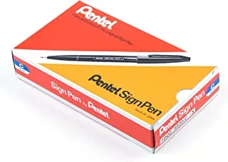 Pentel Sign Pen Pen Fiber-Tipped Pen، Blue Ink، Box of 12 (S520-C)