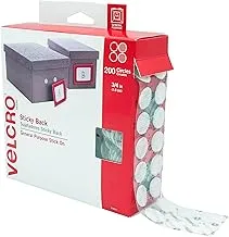 VELCRO Brand Dots with Adhesive White | 200 Pk | 3/10.2 cm Circles | Sticky Back Round Hook and Loop Closures for Organizing, Arts and Crafts, School Projects, 91824