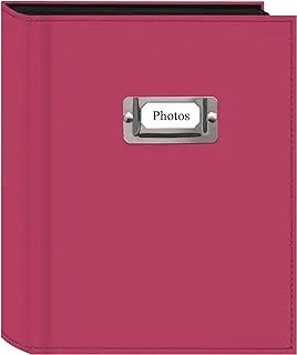 Pioneer Photo 208-Pocket Bright Pink Sewn Leatherette Album With Silvertone Metal I.D. Plate For 4 By 6-Inch Prints