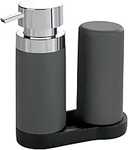 WENKO Easy Squeez-e Rinsing Station, Polyresin, Bathroom & Kitchen Soap Dispenser, Hygienic Home Accessory, 15x18x7cm, Grey