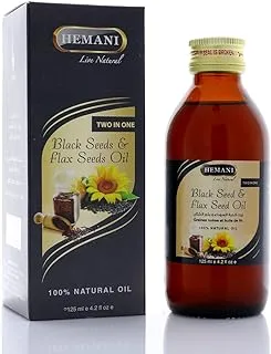 Hemani Blackseeds And Flaxseeds Oil-125 Ml, 2-In 1 Oil Packed With Nutrients, Minerals And Proteins, Improves Heart And Skin Health, Rich In Omega 3