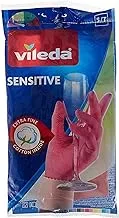 Vileda Sensitive Reusable Gloves S, Natural Latex, Protective, Touch-Sensitive, Comfortable Fit, Good Fit, Pink, Small Size (1 Pair Per Pack)