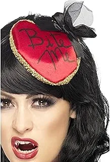 Smiffy'S 21456 - Bite Me Fascinator Auf Einem Haarspange Mit Schleife Und Netting, Action Dress Ups Und Zubehör, Rot