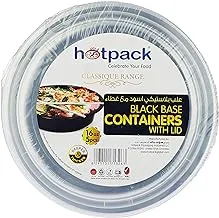 Hotpack Disposable Microwaveable Round Black Base Meal Prep Container with Clear Lid, Lunch Boxes 16 ounce, 5 Pieces