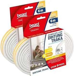 Beorol Sealing Tape Self Adhesive 'D' Profile White 2 X 3Mtrs Dbe6 Beorol