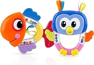 Nuby Baby Soft سيليكون راتل الزملاء عضاضة للرضع والأطفال ، خالية من BPA ، قطعة واحدة (ألوان متنوعة)