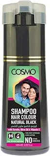 Cosmo Neo Hair Colour Natural & Healthy Black Shampoo 180Ml For Unisex - VIP Hair Color Shampoo - With Keratin, Olive Oil & Vitamin E, 100% Grey Coverage, No Stain, No Ammonia, No Hair Fall