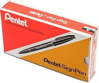 Pentel Fiber-Tipped Pen, Black Ink (S520-A), Box of 12 ,Black