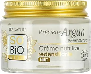 So'Bio Étic Precious Argan Redensifying Nourishing Night Cream Organic Anti-Aging Overnight Moisturizer for Dry Skin & Deep Hydration 1.69 fl oz