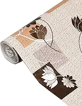 Kuber Industries Flower Design PVC Wardrobe Kitchen Drawer Cupboard Cabinet Shelf Mat 10 Mtr (Brown) CTKTC33373