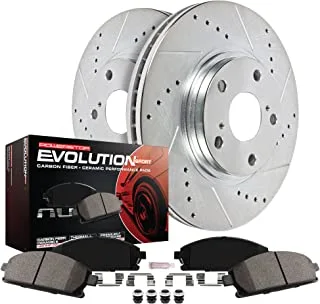 Power Stop K6974 Front Z23 Carbon Fiber Brake Pads With Drilled & Slotted Brake Rotors Kit