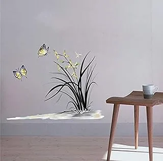 StickieArt Butterflies Over Water Plant Wall Stickers, Home Decoration DIY Removable Decals for Living Room Bedroom, Medium, 50 x 70 cm, STA-178