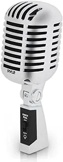 Pyle Classic Retro Dynamic Vocal Microphone - Old Vintage Style Unidirectional Cardioid Mic with XLR Cable - Universal Stand Compatible - Live Performance In Studio Recording - PDMICR42SL (Silver)