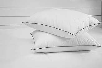 Hotel Linen Klub DEYARCO Princess Luxurious 85GSM Microfiber Plain White Pillow with Single Piping White 50x75cm, 900grms