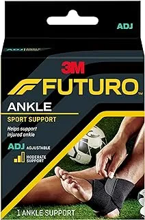 Futuro Sport Ankle Support Adjustable size, 1 unit/pack | Black color | 09037ENR | Helps support injured ankle | Moderate support | Ankle support