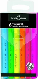 Faber-Castell Super Fluorescent Slim Highlighter Wallet Of 6, 157706, Slim Fluorescent