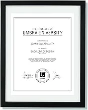 إطار مستند Umbra مقاس 11 × 14 بوصة - إطار صورة حديث مصمم لعرض مستند عائم مقاس 8.5 × 11 أو دبلوم أو شهادة أو صورة أو عمل فني (أسود)
