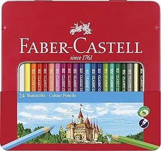 Faber-Castell Classic Colour Pencils 24 In A Flat Metal Tin, Multicolor, Wp20