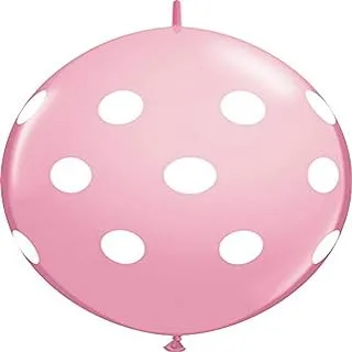 Qualatex Big Polka Dots Printed Qlink Party Balloons 50-Pieces, 12-Inch Size, Pink