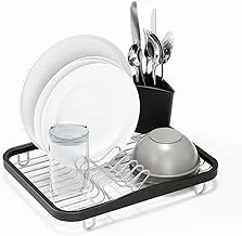 Umbra Sinkin Dish Drying Rack – Dish Drainer Kitchen Sink Caddy with Removable Cutlery Holder, Fits In Sink or on Countertop, Black/Nickel