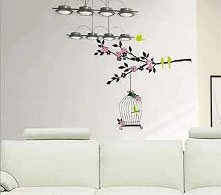 StickieArt Bird In The Cage Wall Stickers, Home Decoration DIY Removable Wall Decals for Living Room Bedroom, Medium, 50 x 70 cm, STA-121