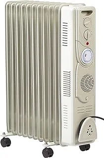 Crownline HT-244 11-Fins Oil Radiator Heater, 1000W 1500W 2500W, 20 240 V, 50Hz, White