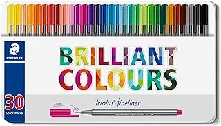 Staedtler 334 0.3 Mm Triplus Fineliner Superfine Point Pens - Assorted Colours (Pack Of 30)