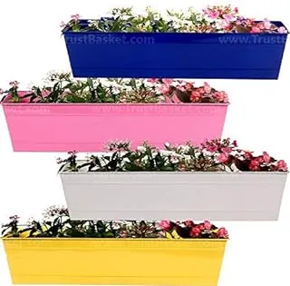 TrustBasket Set of 4 Rectangular Railing Planter-Blue,Magenta,Ivory,Yellow (23 Inch)