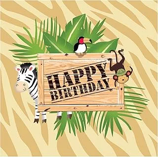 Creative Converting 3-Ply Safari Adventure Happy Birthday Lunch Napkins 16-Pieces