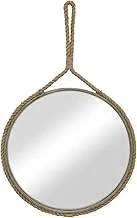 Stonebriar Round Decorative Mirror With Metal Frame & Rope Hanging Loop For Wall, Nautical Or FarmhoUSe Home Décor